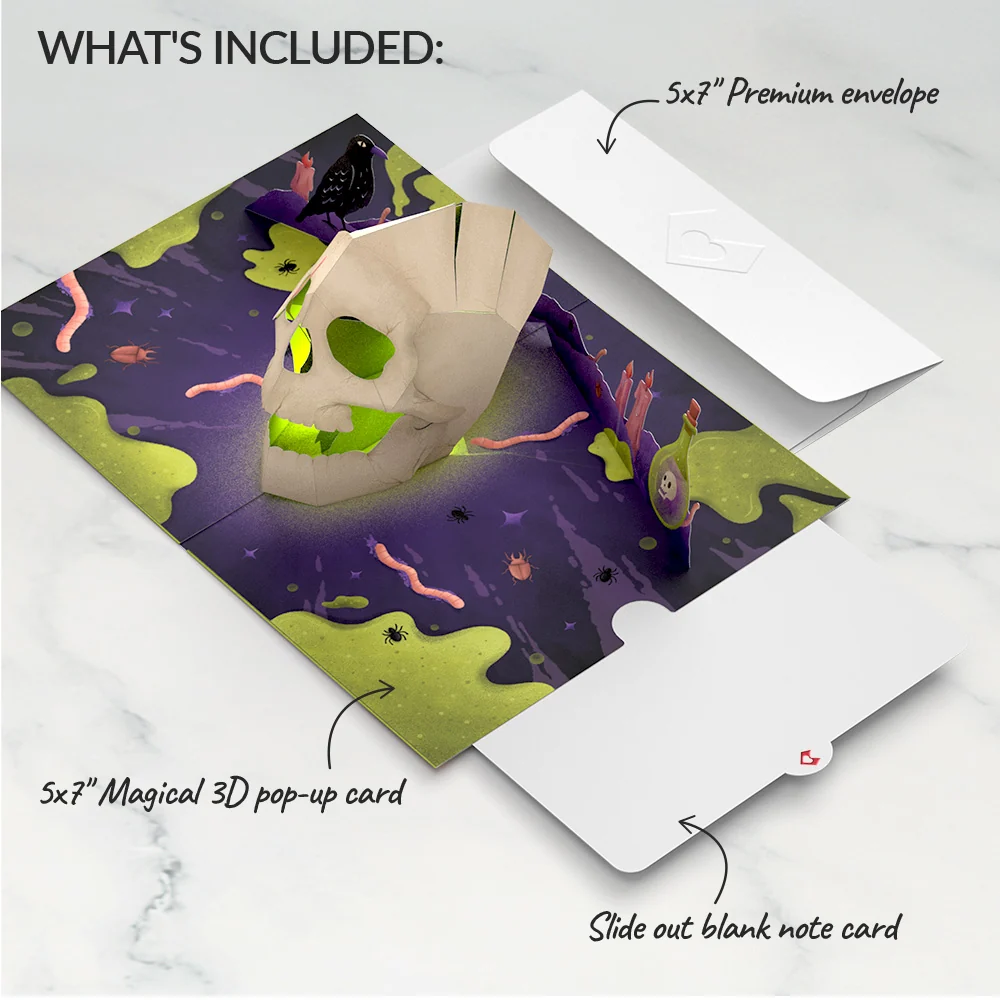 Lovepop Keep it Creepy Halloween Skull Music and Light Pop-Up Card Bottle - Image 6