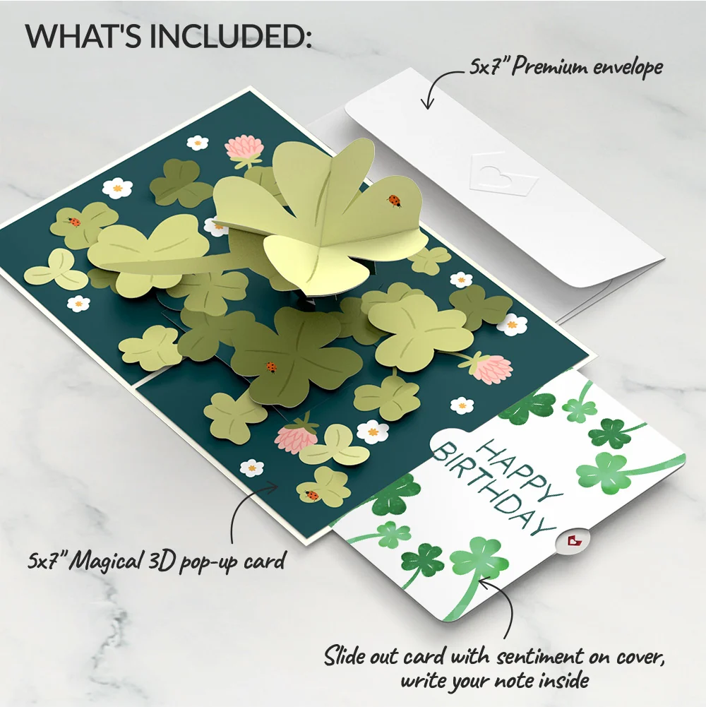 Lovepop Shamrock Fields Birthday Pop-Up Card and Sentiment Set Cream - Image 2