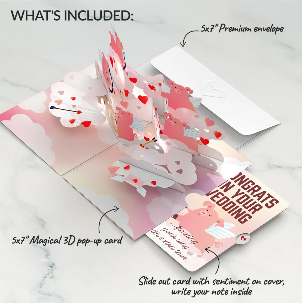 Lovepop Hogs and Kisses Weddings Music and Lights Pop-Up Card and Sentiment Set - Image 2