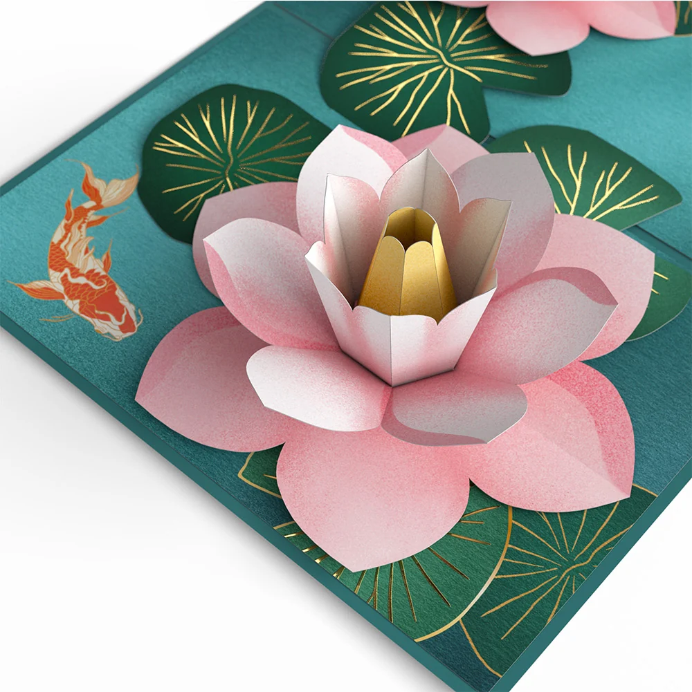 Lovepop Koi Fish and Lotus Pond 1st Anniversary Pop-Up Card and Sentiment Set - Image 3