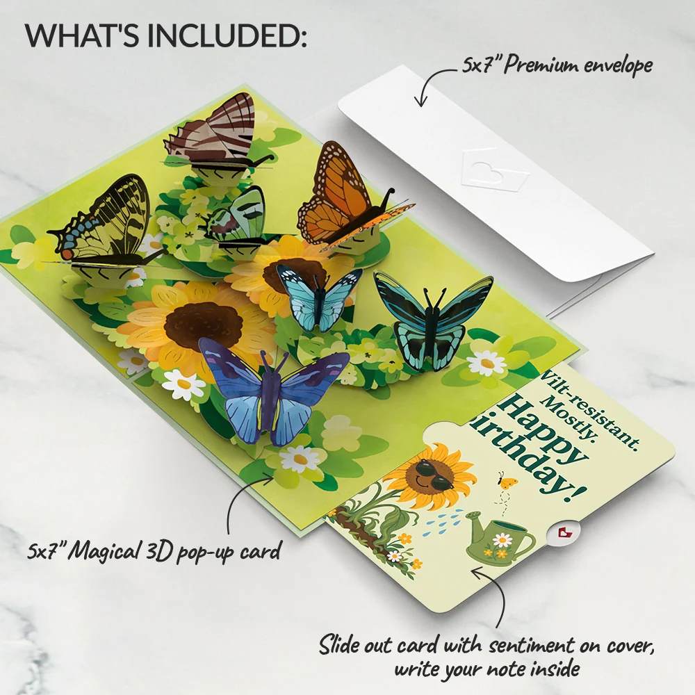 Lovepop Sunflower Butterflies Birthday Pop-Up Card and Wilt-Resistant Sunflower Sentiment Set Cream - Image 2
