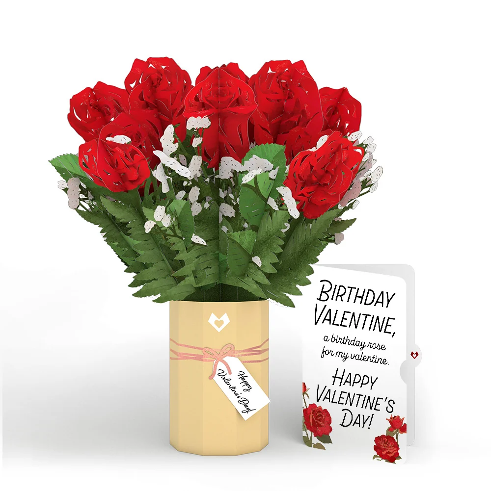 Lovepop Valentine's Day Flower Birthday Bouquet and Sentiment Set Vase