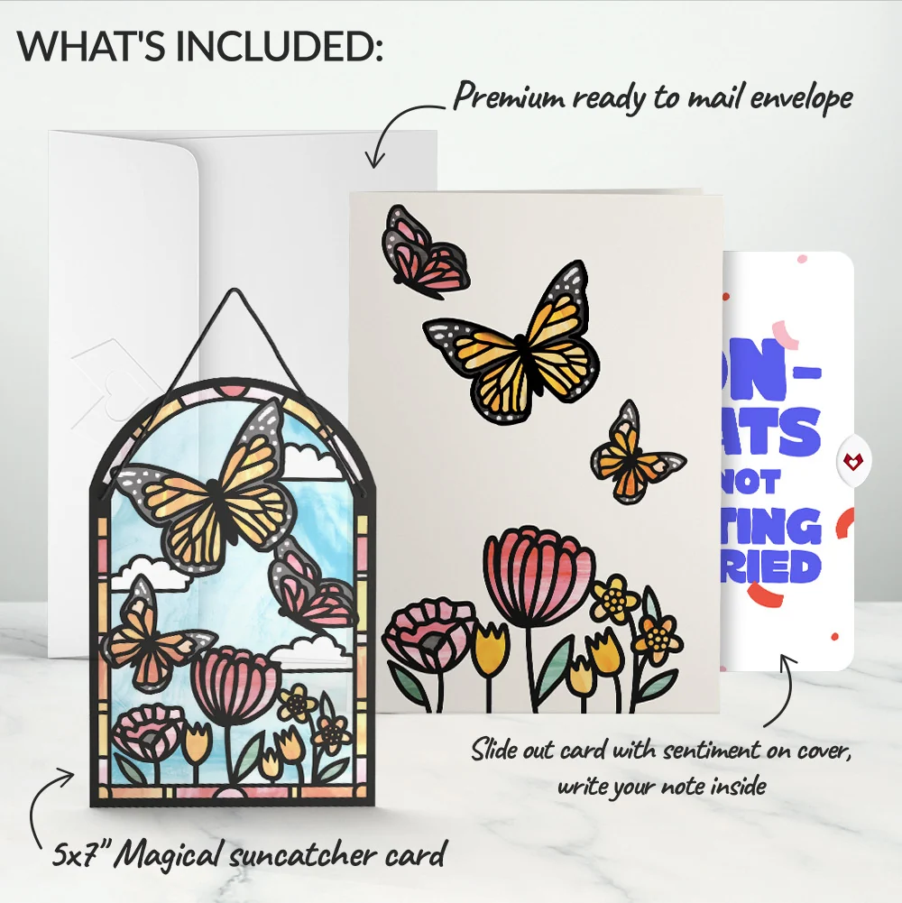 Lovepop Butterfiles Breakup Suncatcher Card and Playful Confetti Sentiment Set Glass - Image 2
