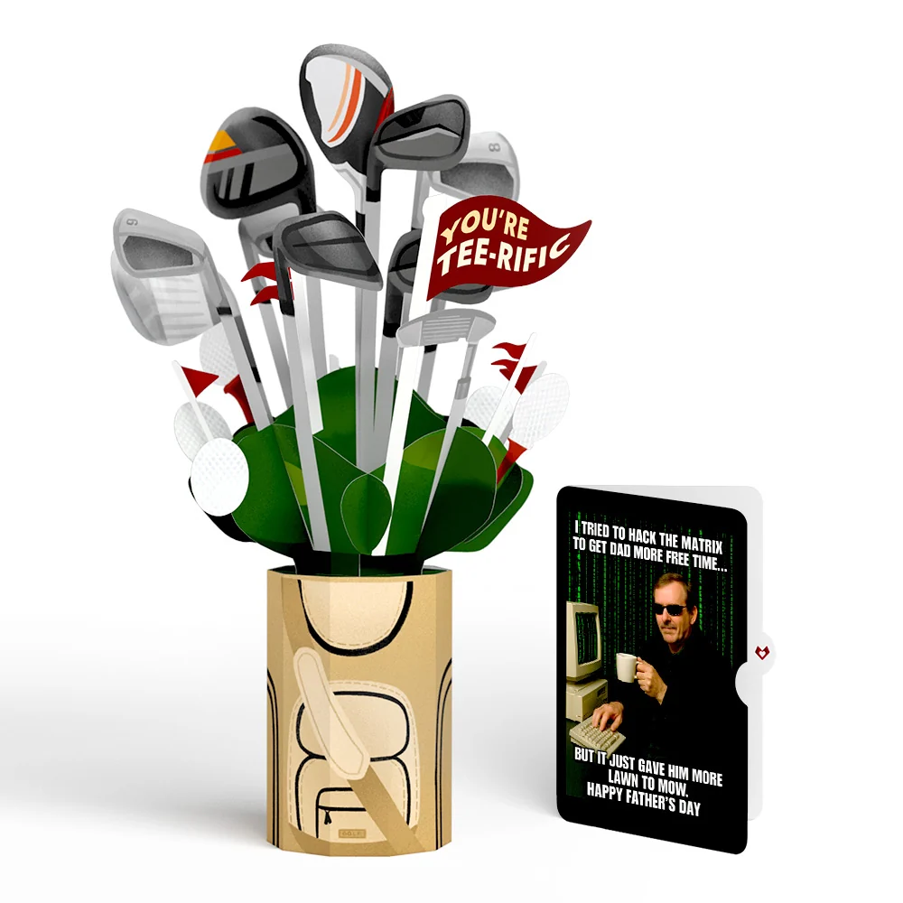 Lovepop Tee-rific Golf Father's Day Bouquet and Matrix Hacker Sentiment Set Bag