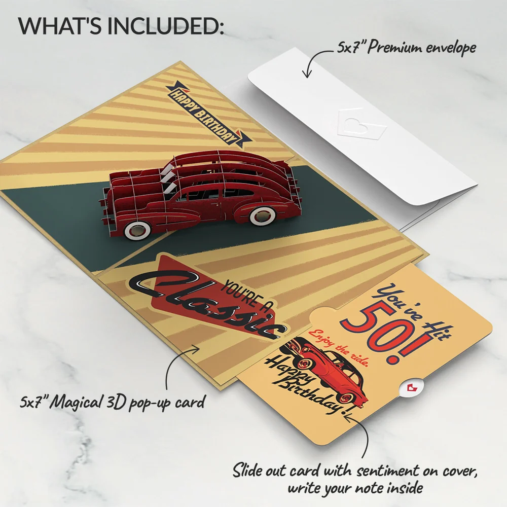 Lovepop Classic Car 50th Birthday Pop-Up Card and Sentiment Set - Image 2
