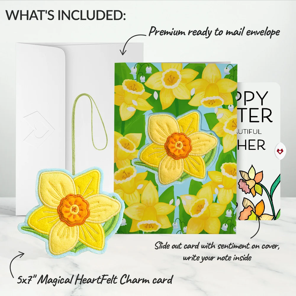 Lovepop Sunny Daffodil Easter Heartfelt Charm Card and Sentiment Set for Mom Bag - Image 2