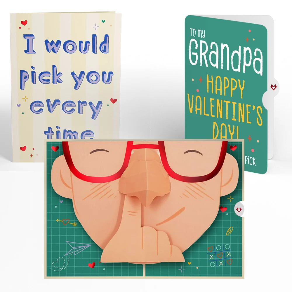 Lovepop Pick You Every Time Valentine Pop-Up Card and Sentiment Set for Grandpa Glass
