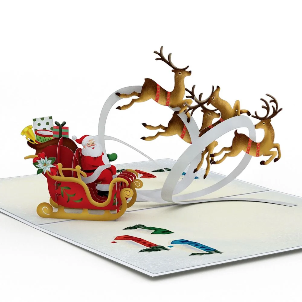 Lovepop Santa Sleigh and Reindeer Pop-Up Card - Image 2
