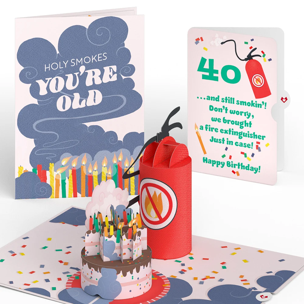 Lovepop Holy Smokes You're Old 40th Birthday Pop-Up Card and Sentiment Set Candle
