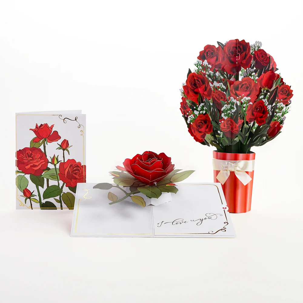 Lovepop I Love You Roses Pop-Up Card & Bouquet Bundle