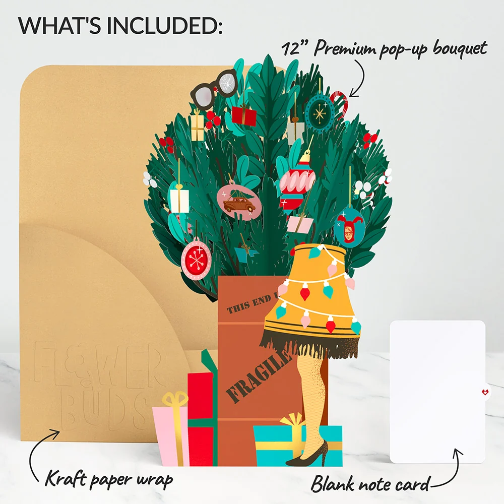 Lovepop A Christmas Story Holiday Leg Lamp Flower Buds Bouquet Glass - Image 6