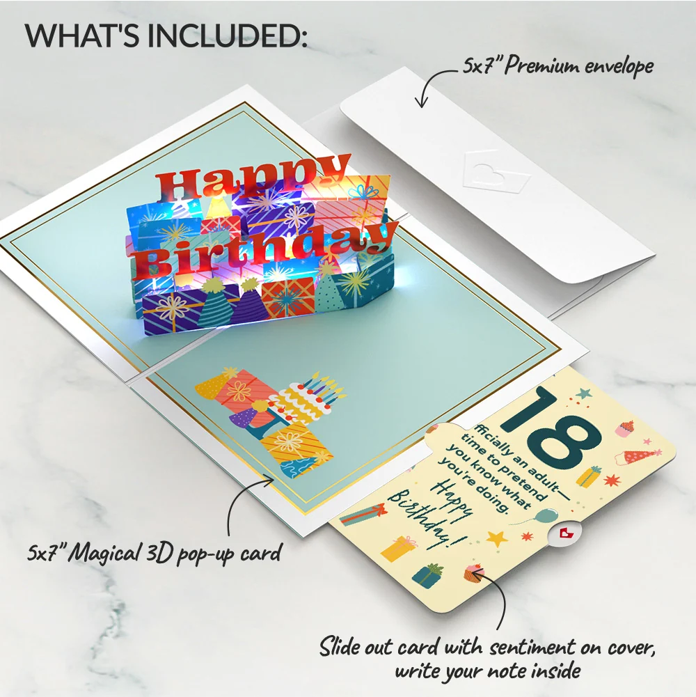 Lovepop Wishing You a Happy 18th Birthday Music and Lights Pop-Up Card and Sentiment Set - Image 2