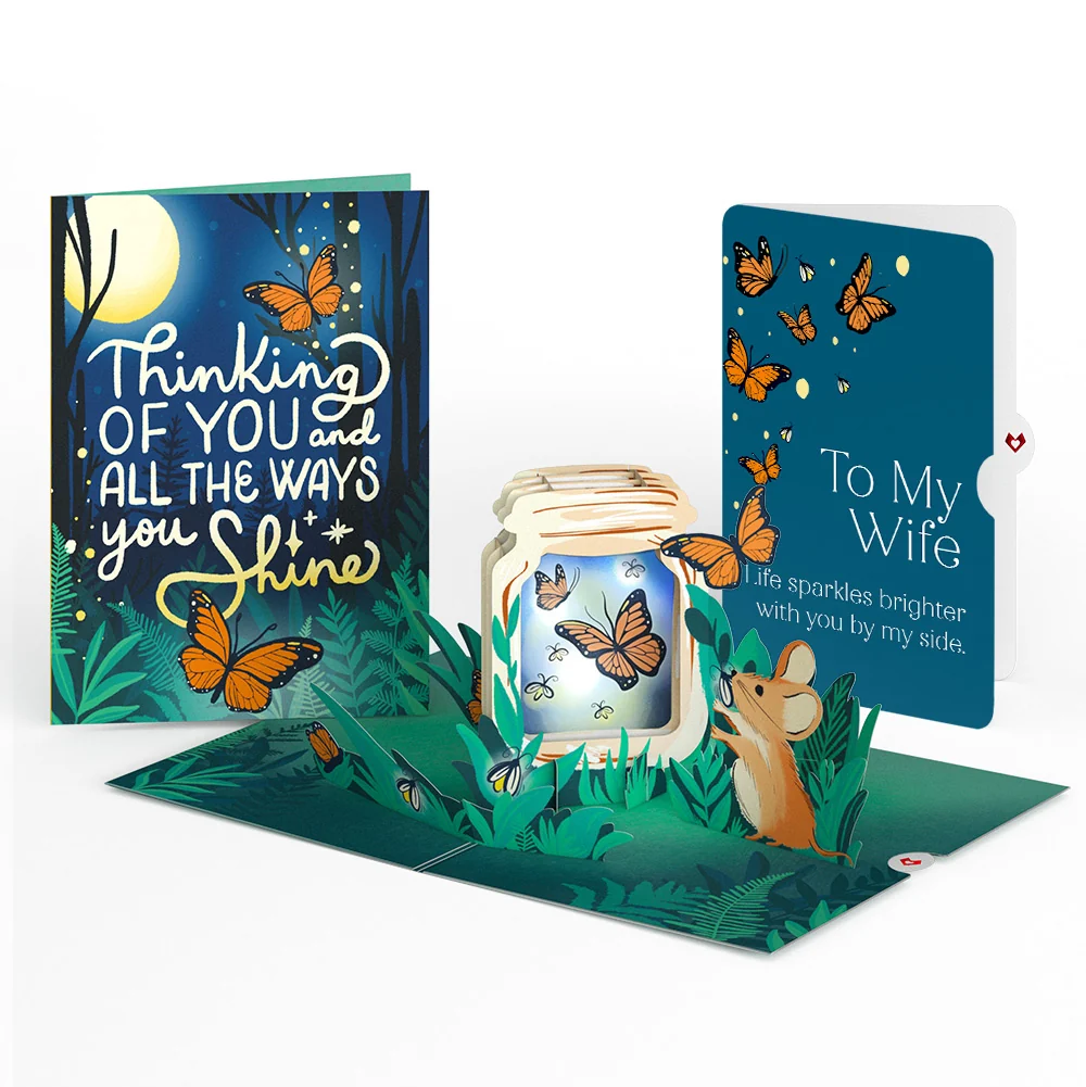 Lovepop Thinking of You Butterfly Jar Love Light-Up Pop-Up Card and Sentiment Set for Wife
