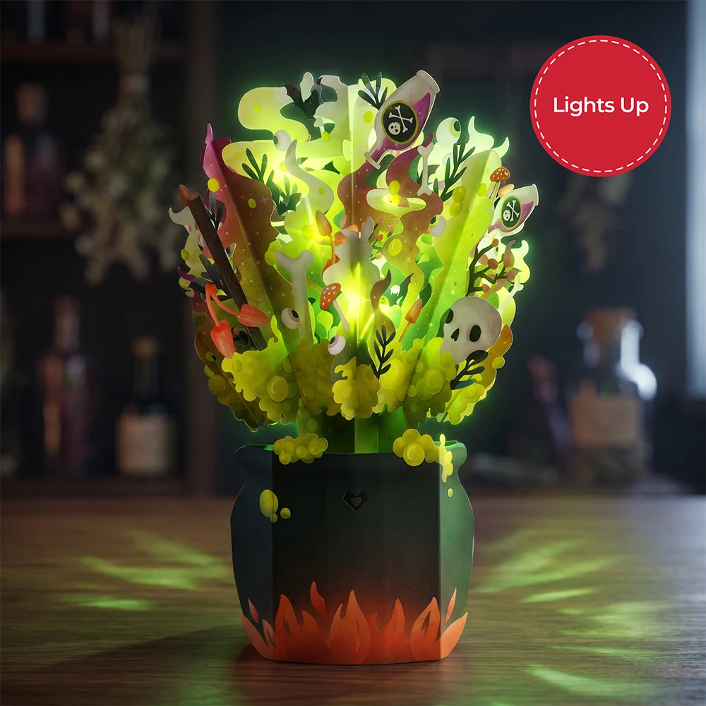 Lovepop Halloween Cauldron Light-Up Bouquet Vase