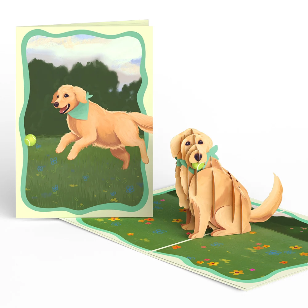 Lovepop Playful Golden Retriever Pop-Up Card