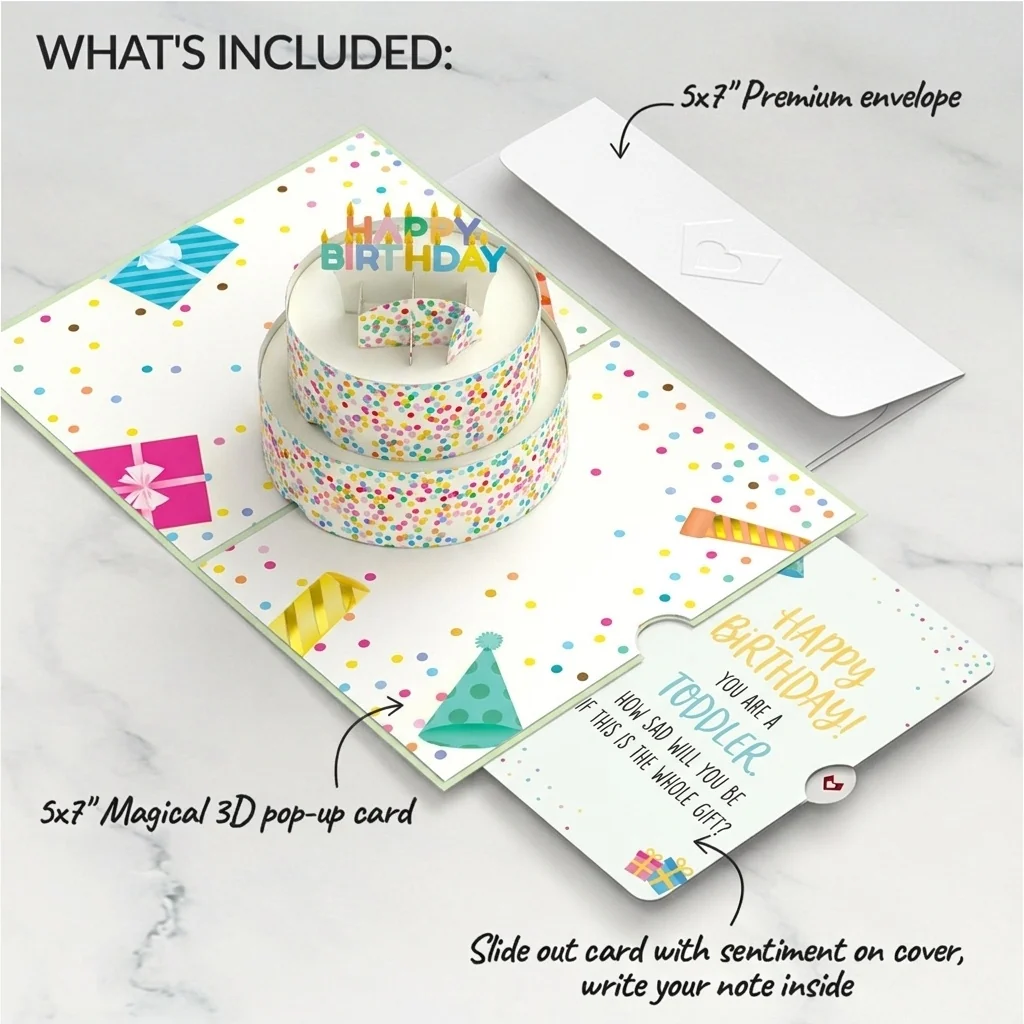 Lovepop Sprinkles Birthday Cake Pop-Up Card and Sad Toddler Sentiment Set Candle - Image 2