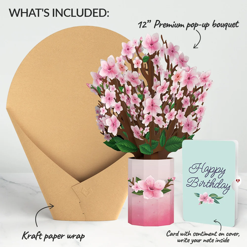 Lovepop Cherry Blossom Birthday Bouquet and Sentiment Set Vase - Image 2