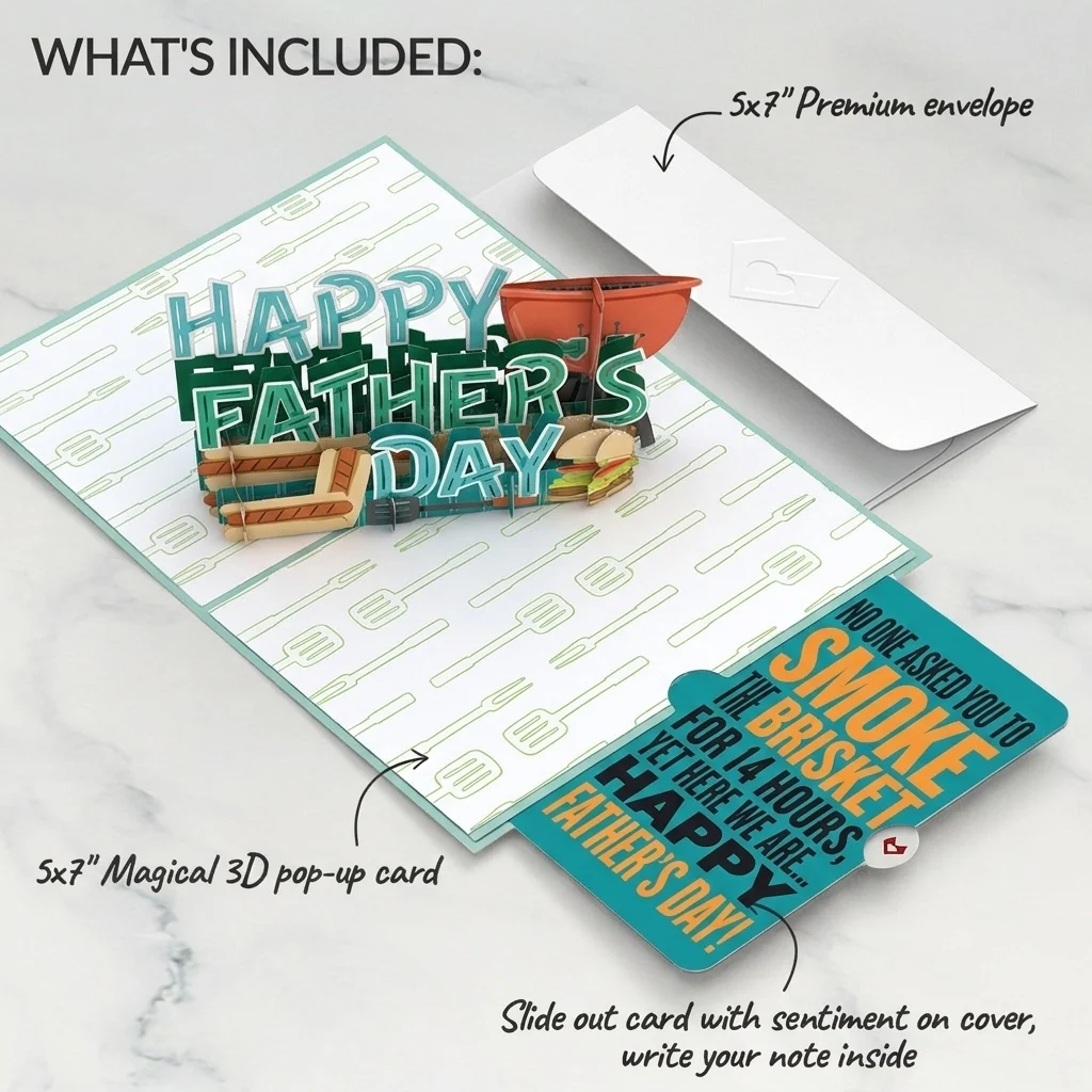 Lovepop Best Flippin' Dad Father's Day Pop-Up Card and Smoked Brisket Sentiment Set for Dad - Image 2