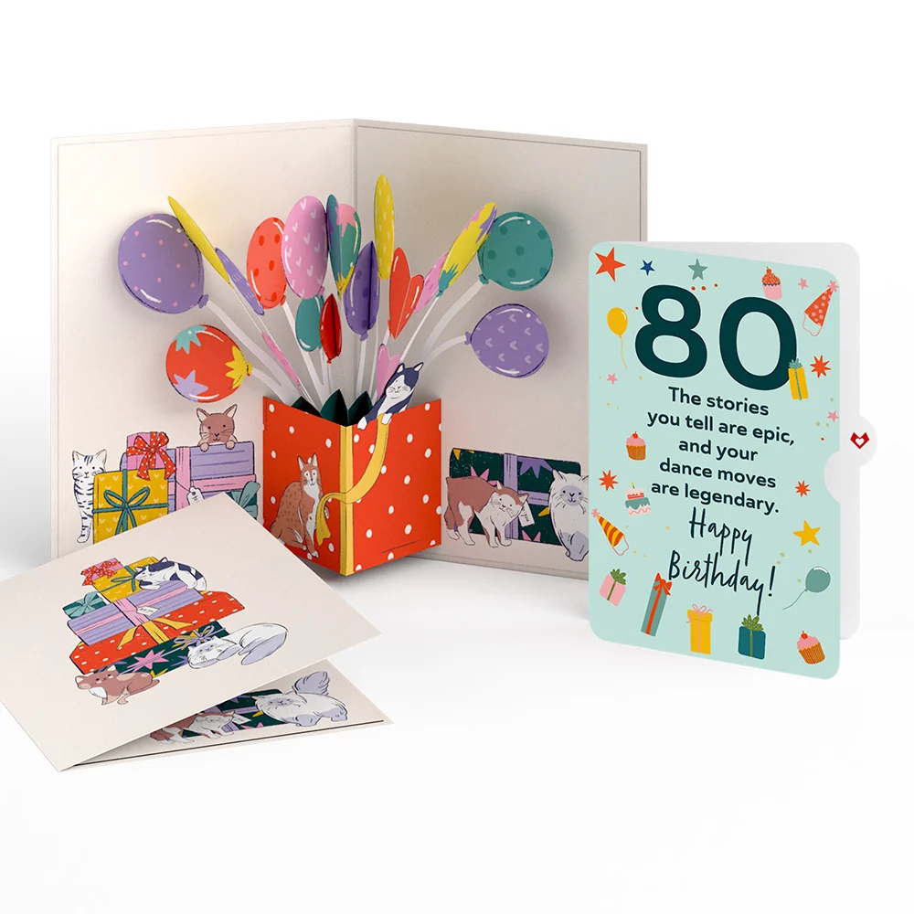 Lovepop Curious Cats 80th Birthday Pop-Up Card and Sentiment Set