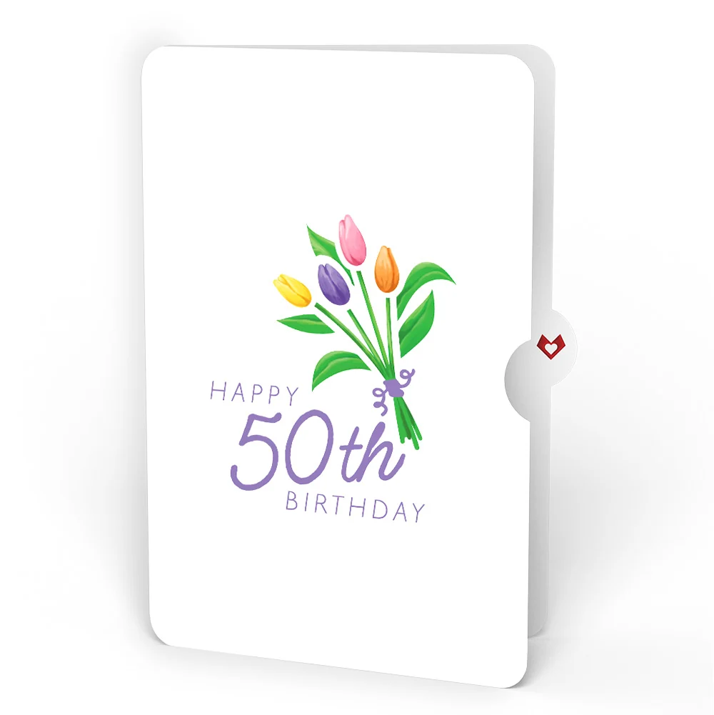 Lovepop Tulips 50th Birthday Pop-Up Card and Spring Tulips Sentiment Set Vase - Image 4