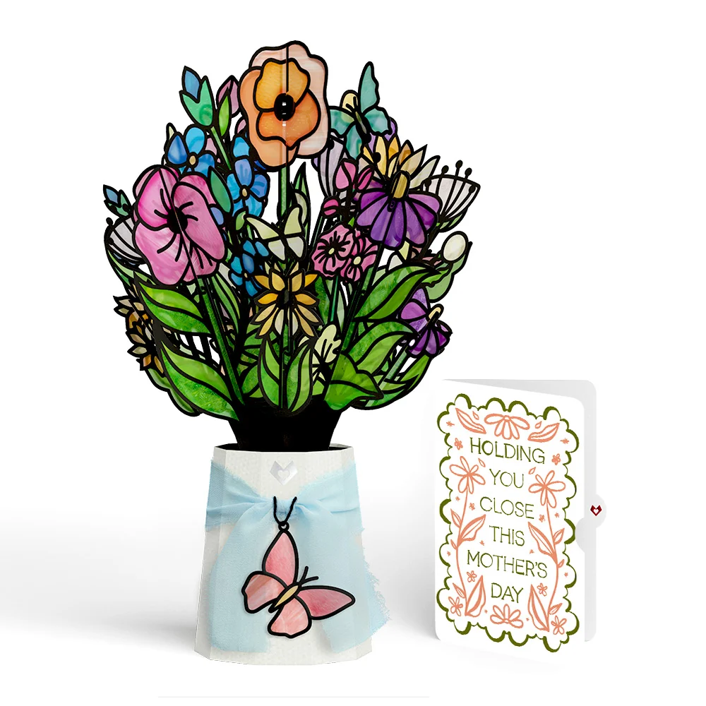 Lovepop Garden Glow Mother’s Day Suncatcher Bouquet and Vintage Blossom Sentiment Set for Mom Glass