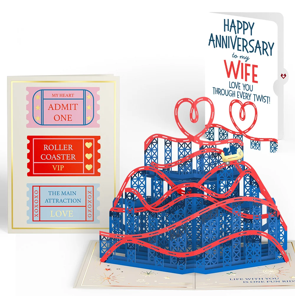 Lovepop Love Rollercoaster Pop-Up Card and Anniversary Sentiment Set for Wife