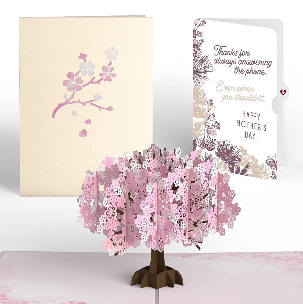 Lovepop Cherry Blossom Mother’s Day Pop-Up Card and Soft Neutral Bloom Sentiment Set for Mom Cream