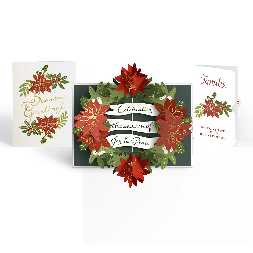 Lovepop Season's Greetings Poinsettia Wreath Pop-Up Card and Sentiment Set for Family