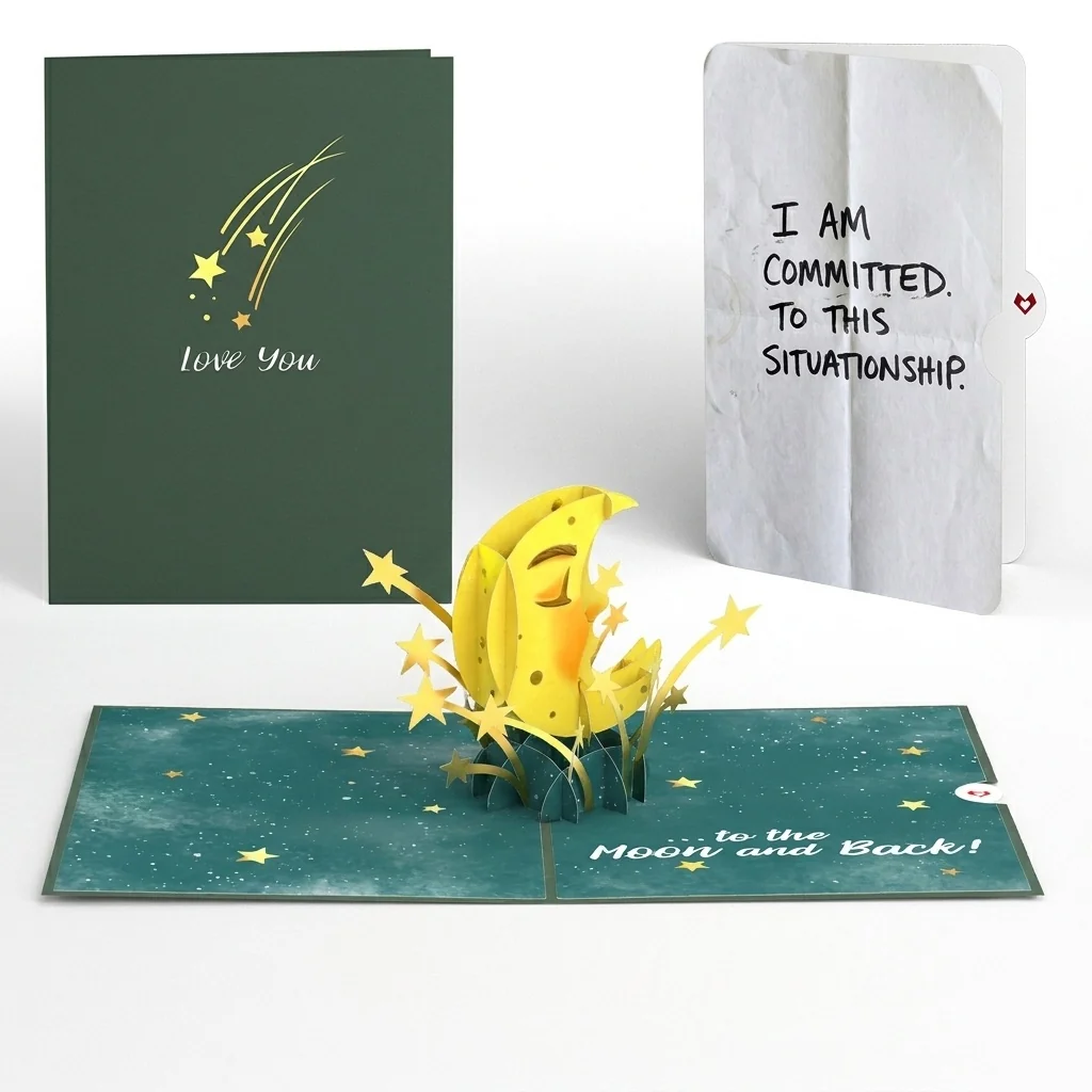 Lovepop Love You to the Moon and Back Love Pop-Up Card and Situationship Committed Sentiment Set