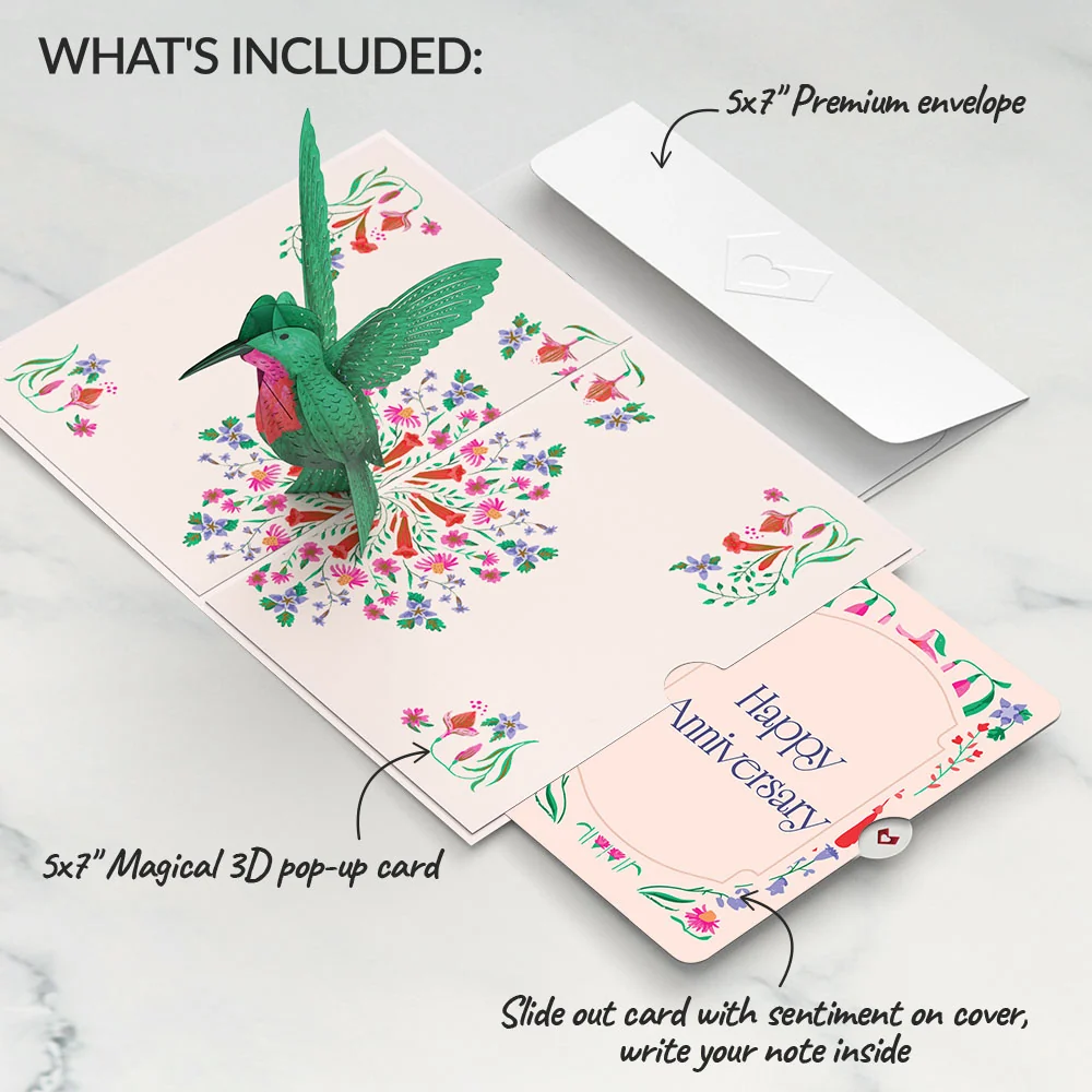 Lovepop Whimsical Hummingbird Anniversary Pop-Up Card and Sentiment Set - Image 2