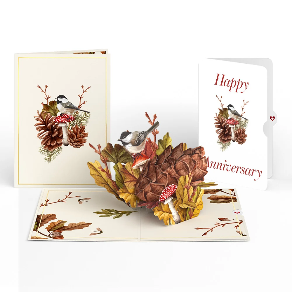Lovepop Fall Forest Floor Anniversary Pop-Up Card and Sentiment Set Cream