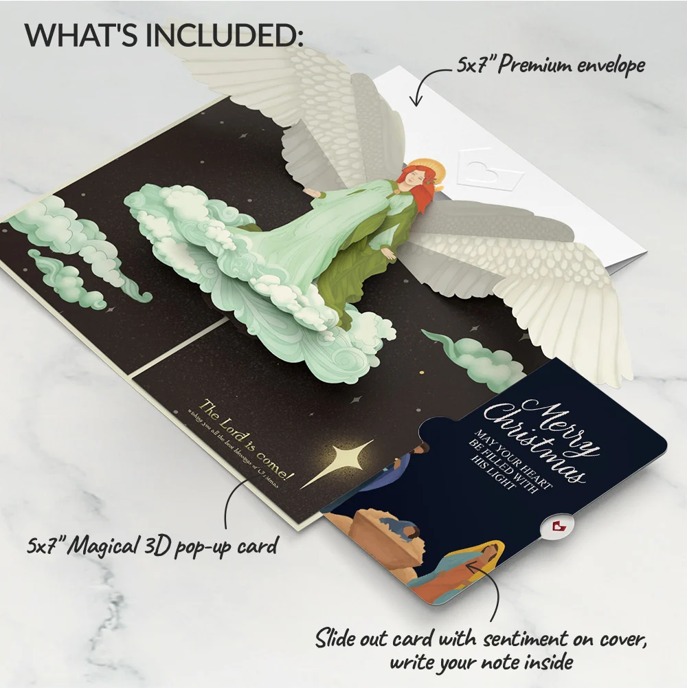 Lovepop Joy to the World Christmas Angel Pop-Up Card and Sentiment Set Cream - Image 2