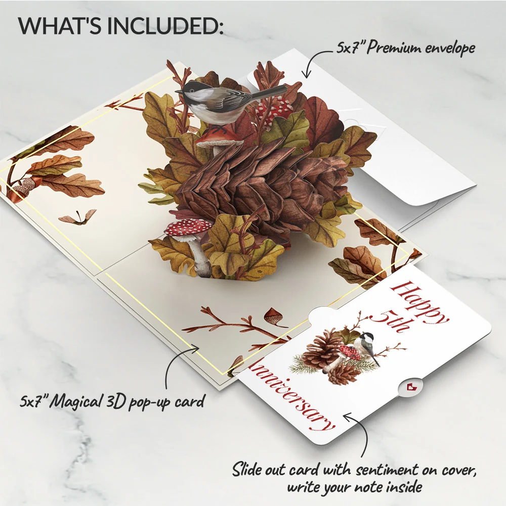 Lovepop Fall Forest Floor 5th Anniversary Pop-Up Card and Sentiment Set Cream - Image 2