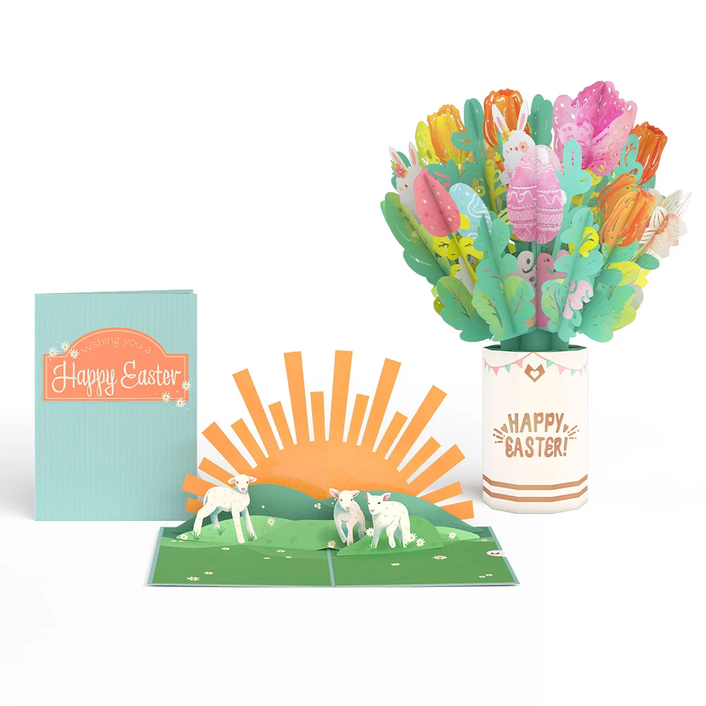 Lovepop Happy Easter Lambs Pop-Up Card & Bouquet Bundle
