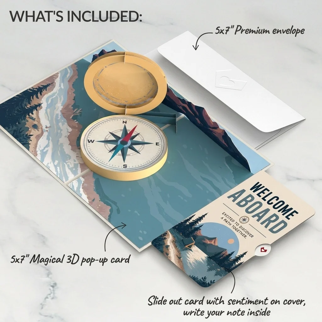 Lovepop Classic Compass Pop-Up Card and Welcome Aboard Sentiment Set - Image 2