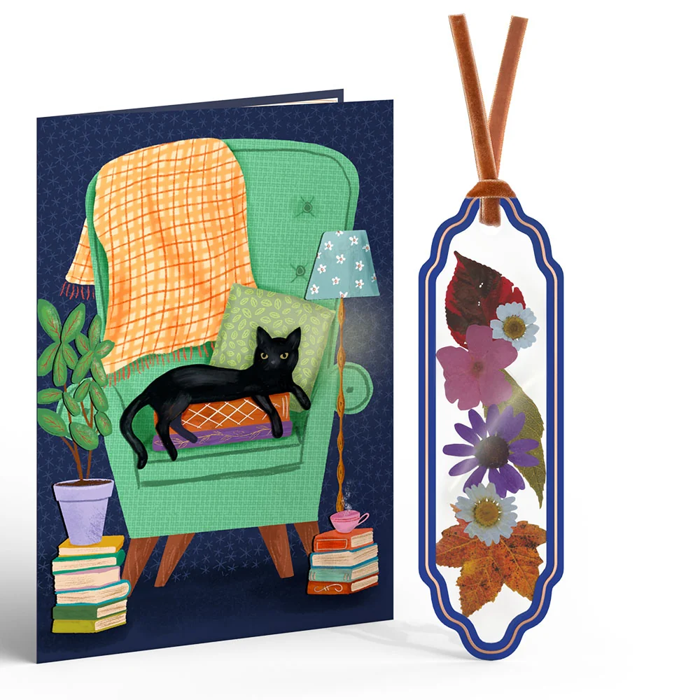Lovepop Cozy Cat Petal Pressed Bookmark Card - Image 2
