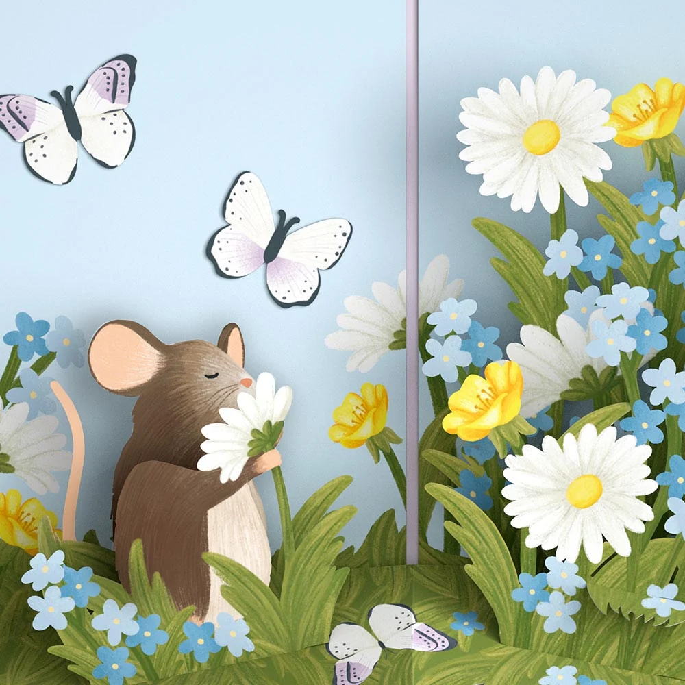Lovepop Field Mouse in the Flowers Mother's Day Pop-Up Card and Sentiment Set for Daughter-in-law - Image 3