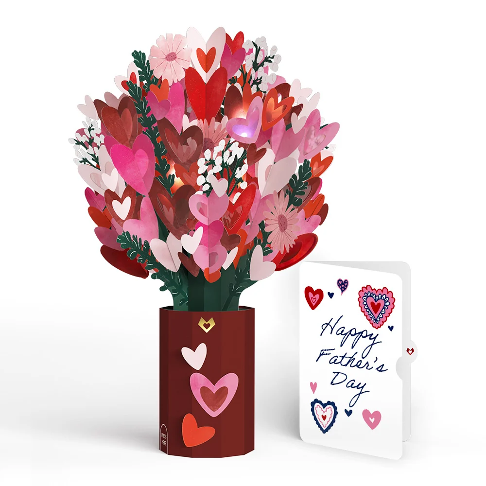 Lovepop Whimsical Hearts Father's Day Light-Up Bouquet and Sentiment Set Vase