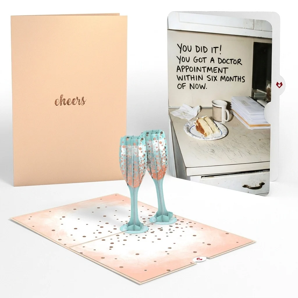 Lovepop Champagne Toast Get Well Pop-Up Card and Sentiment Set Coffee