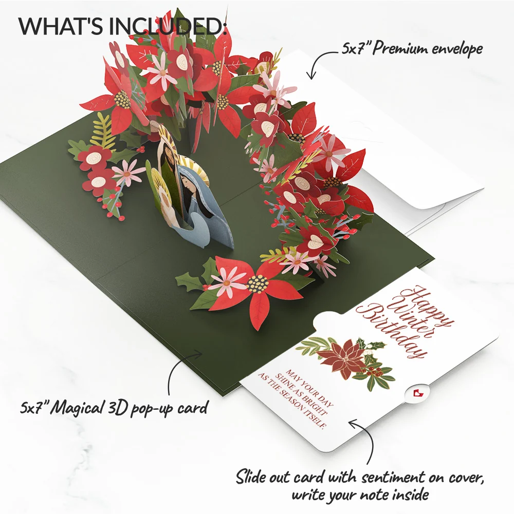 Lovepop A Child Is Born Christmas Pop-Up Card and Poinsettia Winter Birthday Sentiment Set - Image 2