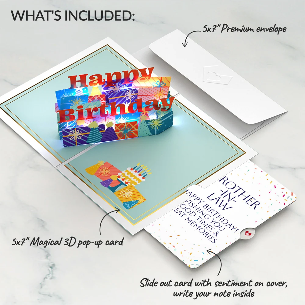 Lovepop Wishing You a Happy Birthday Music and Lights Pop-Up Card and Sentiment Set for Brother-In Law - Image 2