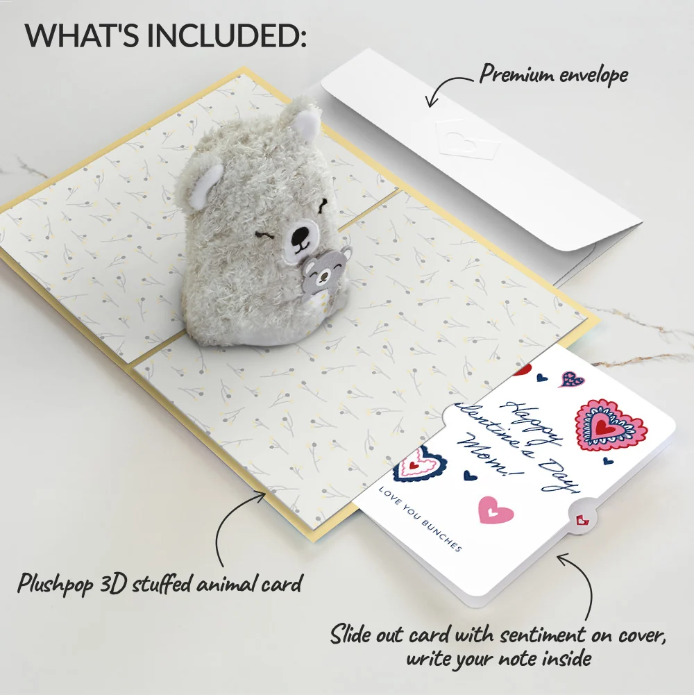 Lovepop 'Love You Most' Mama Bear Valentine Plushpop Card and Sentiment Set for Mom Cream - Image 2