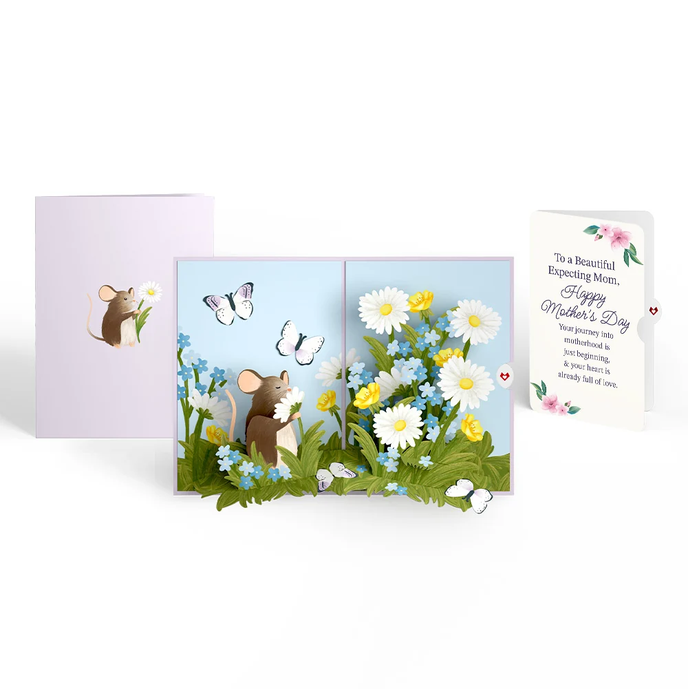 Lovepop Field Mouse in the Flowers Mother's Day Pop-Up Card and Sentiment Set for Expecting Mom