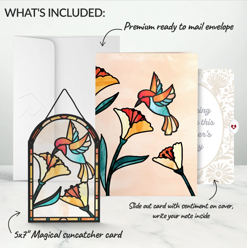 Lovepop Sparkling Hummingbird Mother’s Day Suncatcher Card and Sentiment Set for Mom Glass - Image 2