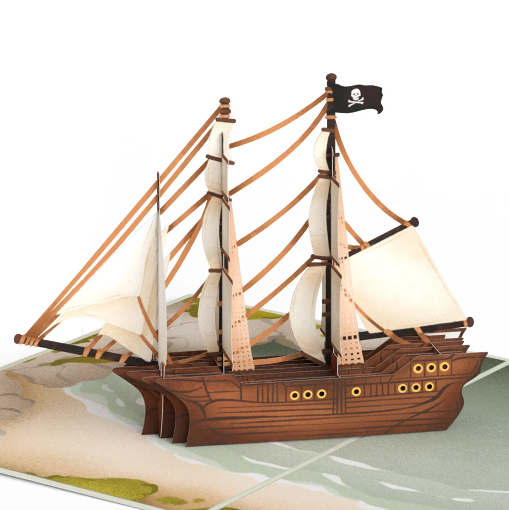 Lovepop Pirate Ship Thank You Pop-Up Card and Sentiment Set Cream - Image 3