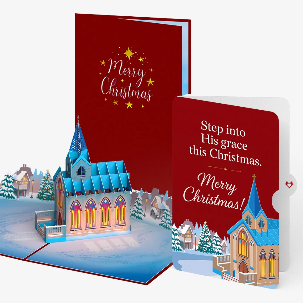 Lovepop Stained Glass Christmas Chapel Pop-Up Card and Step Into Grace Sentiment Set