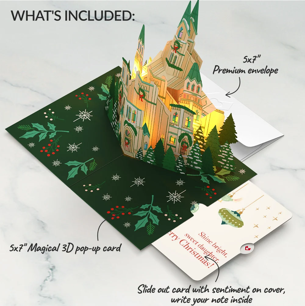 Lovepop Let Heaven & Nature Sing Christmas Music and Lights Pop-Up Card and Twinkling Ornaments Sentiment Set for Daughter Cream - Image 2
