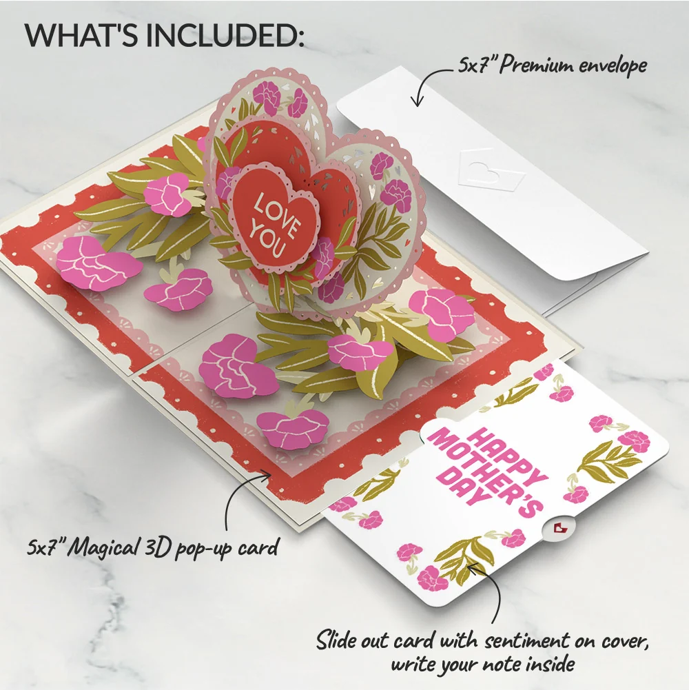 Lovepop Vintage Floral Love You Heart Mother’s Day Pop-Up Card and Sentiment Set - Image 2