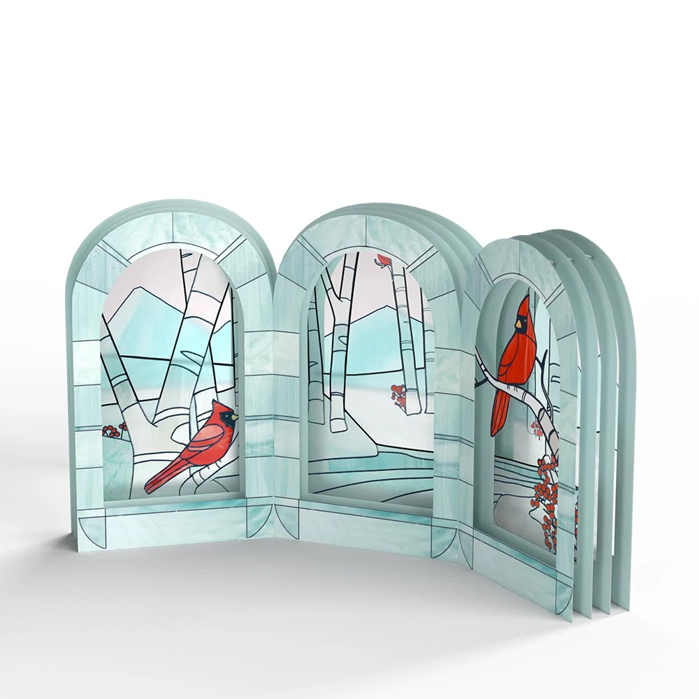 Lovepop Stained Glass Winter Cardinal Pop-Up Gift - Image 3