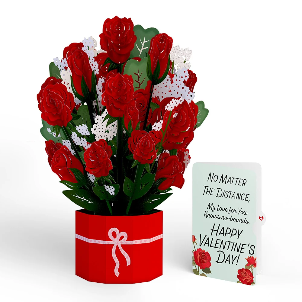 Lovepop Red Rose My Love For You Knows No-bounds Valentine Grand Bouquet and Sentiment Set Vase